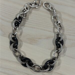 Silver and Black Chain Link Necklace